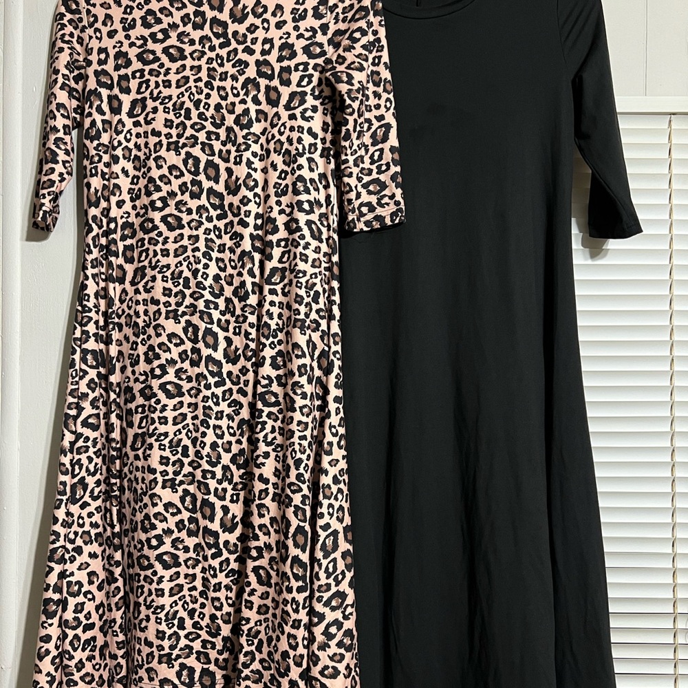 Leopard Print and Black Little Girls Dresses